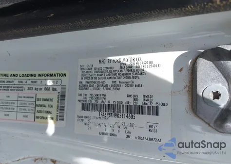 2019 Ford Mustang Ecoboost from USA, damaged, VIN 1FA6P8TH8K5114605